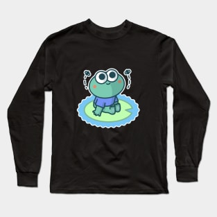 Cute Little Frog Chilling  - Doodle Long Sleeve T-Shirt